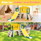 Bus-Themed Toddler Slide & Climber Playset with Basketball Hoop