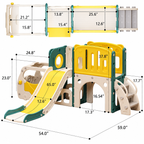 Bus-Themed Toddler Slide & Climber Playset with Basketball Hoop