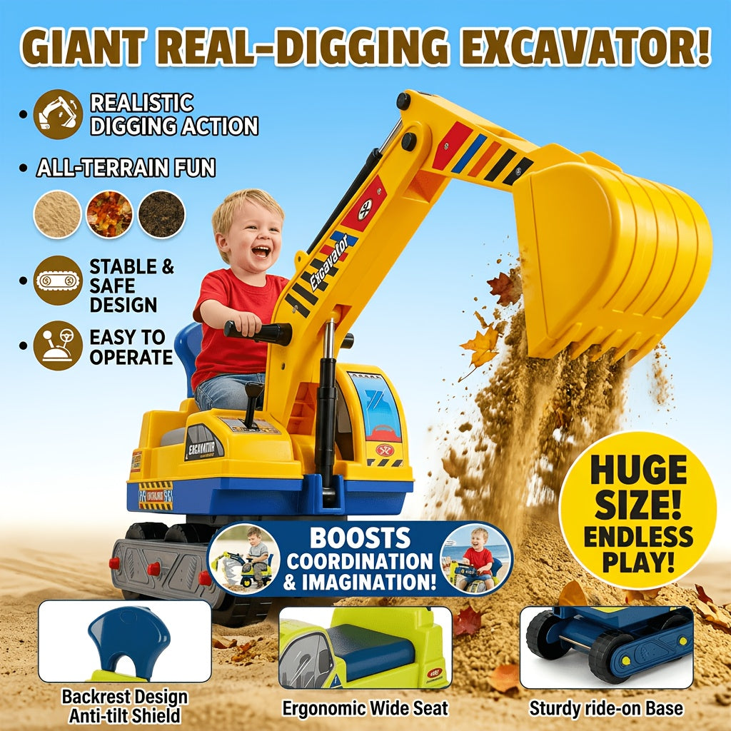 Kids Ride-On Construction Excavator Toy