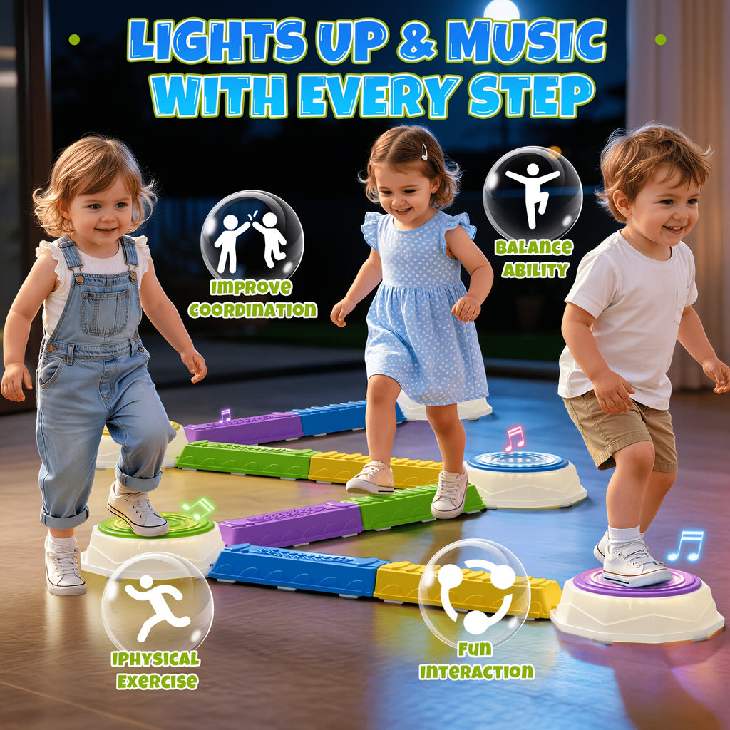 Light-Up Balance Stepping Stones for Kids