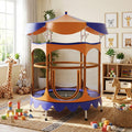60" Kids Trampoline with Safety Net & Detachable Shade