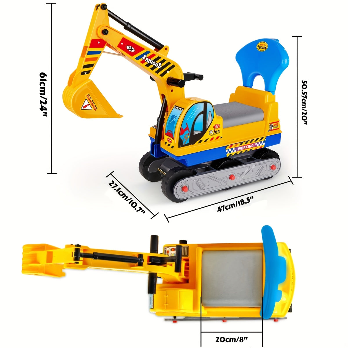 Kids Ride-On Construction Excavator Toy