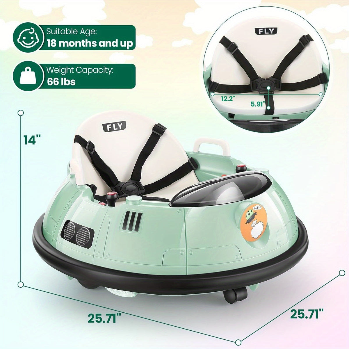 12V Kids Electric Ride-On Car with Remote Control & 360° Rotation