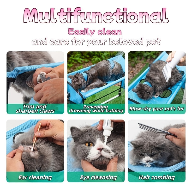 Foldable Pet Grooming Hammock with Stand – Portable Dog & Cat Nail Trimming Station
