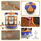 60" Kids Trampoline with Safety Net & Detachable Shade