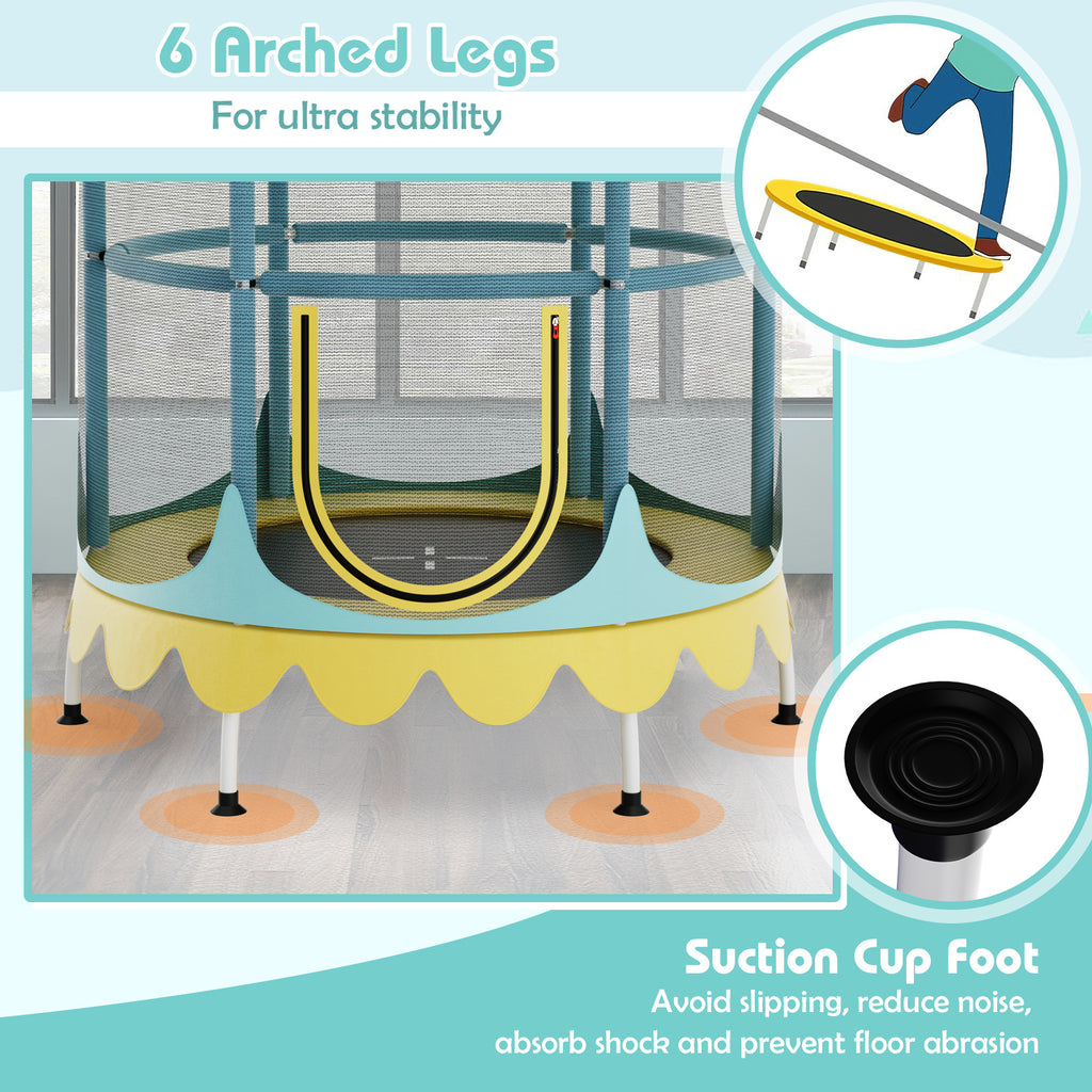 60" Kids Trampoline with Safety Net & Detachable Shade