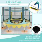 60" Kids Trampoline with Safety Net & Detachable Shade