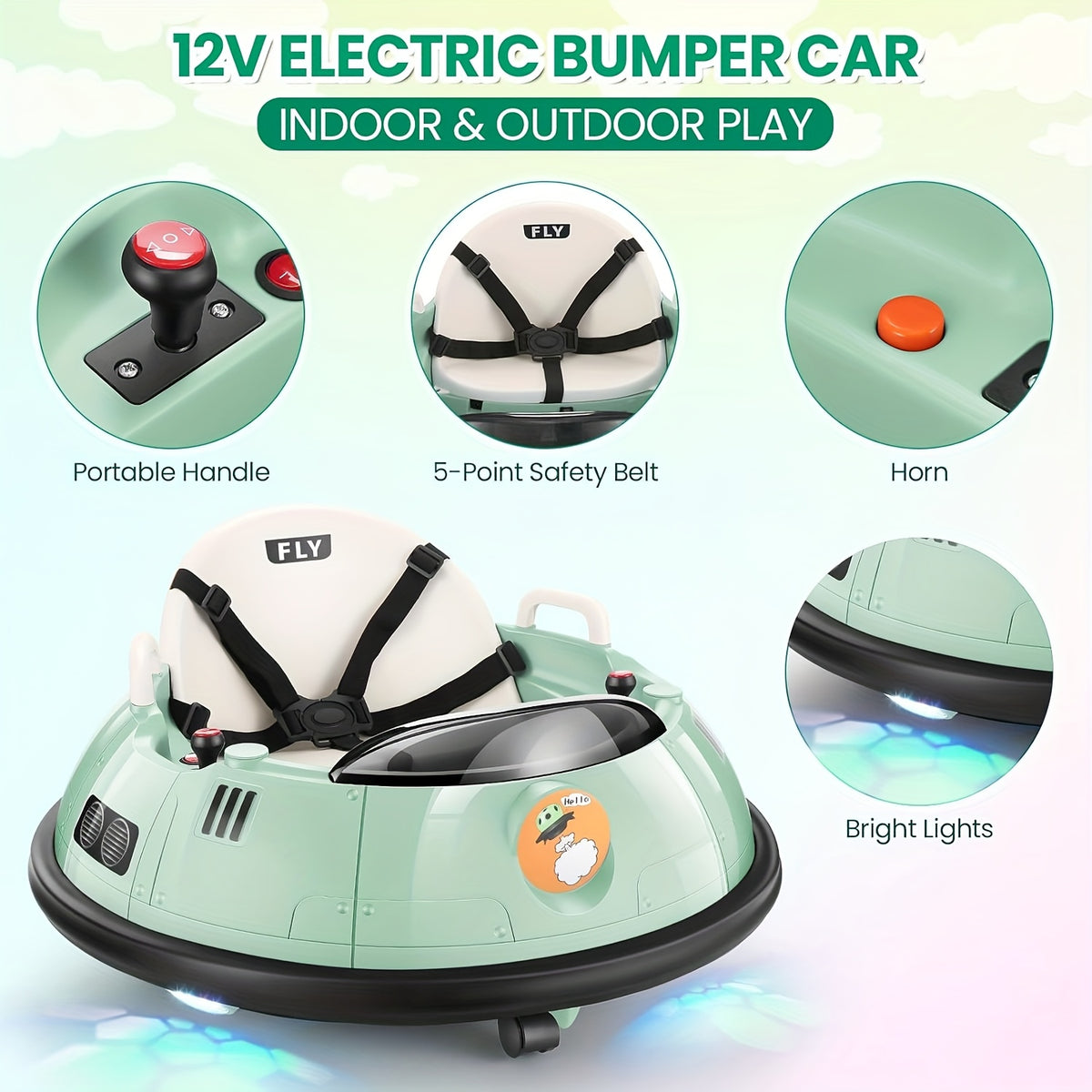 12V Kids Electric Ride-On Car with Remote Control & 360° Rotation