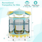 60" Kids Trampoline with Safety Net & Detachable Shade
