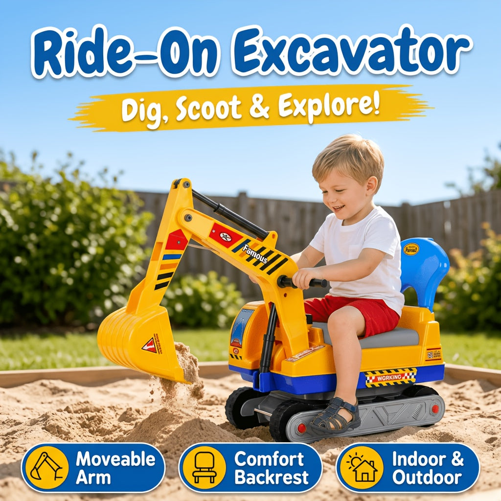Kids Ride-On Construction Excavator Toy