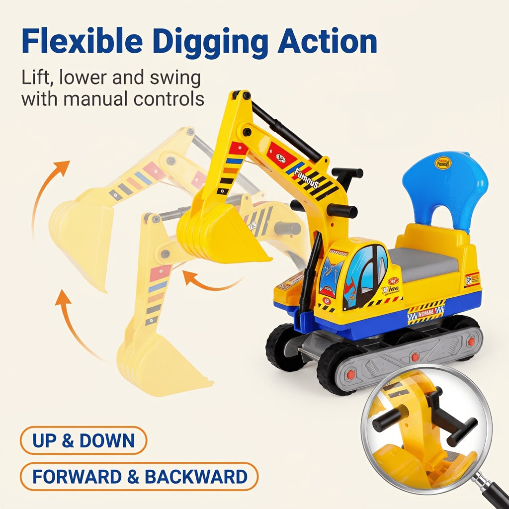 Kids Ride-On Construction Excavator Toy