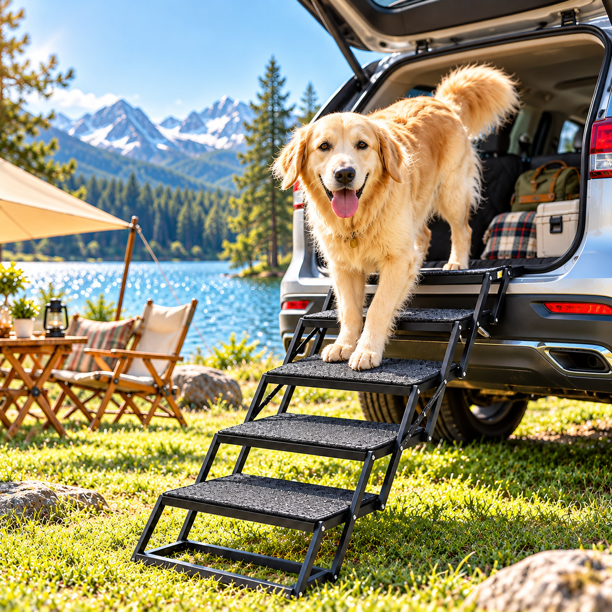 Portable Pet Climbing Steps – Foldable Travel Staircase for Dogs