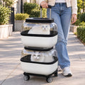 Double-Layer Pet Carrier with Wheels – Portable Travel Trolley for 2 Cats