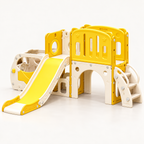Bus-Themed Toddler Slide & Climber Playset with Basketball Hoop