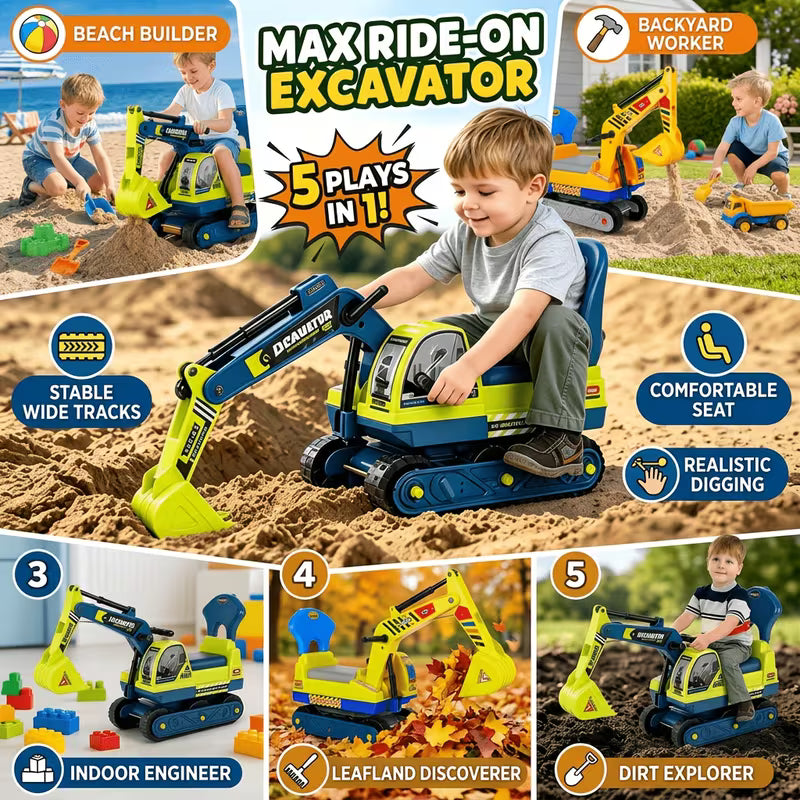 Kids Ride-On Construction Excavator Toy