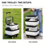 Double-Layer Pet Carrier with Wheels – Portable Travel Trolley for 2 Cats