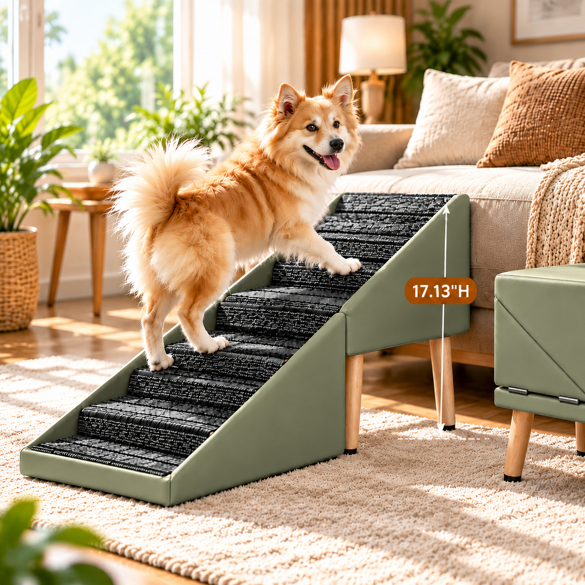 2-in-1 Foldable Dog Stairs & Ottoman