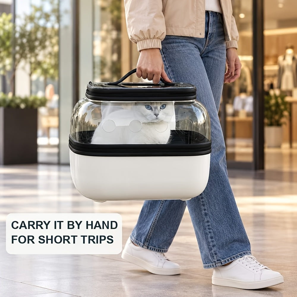 Double-Layer Pet Carrier with Wheels – Portable Travel Trolley for 2 Cats
