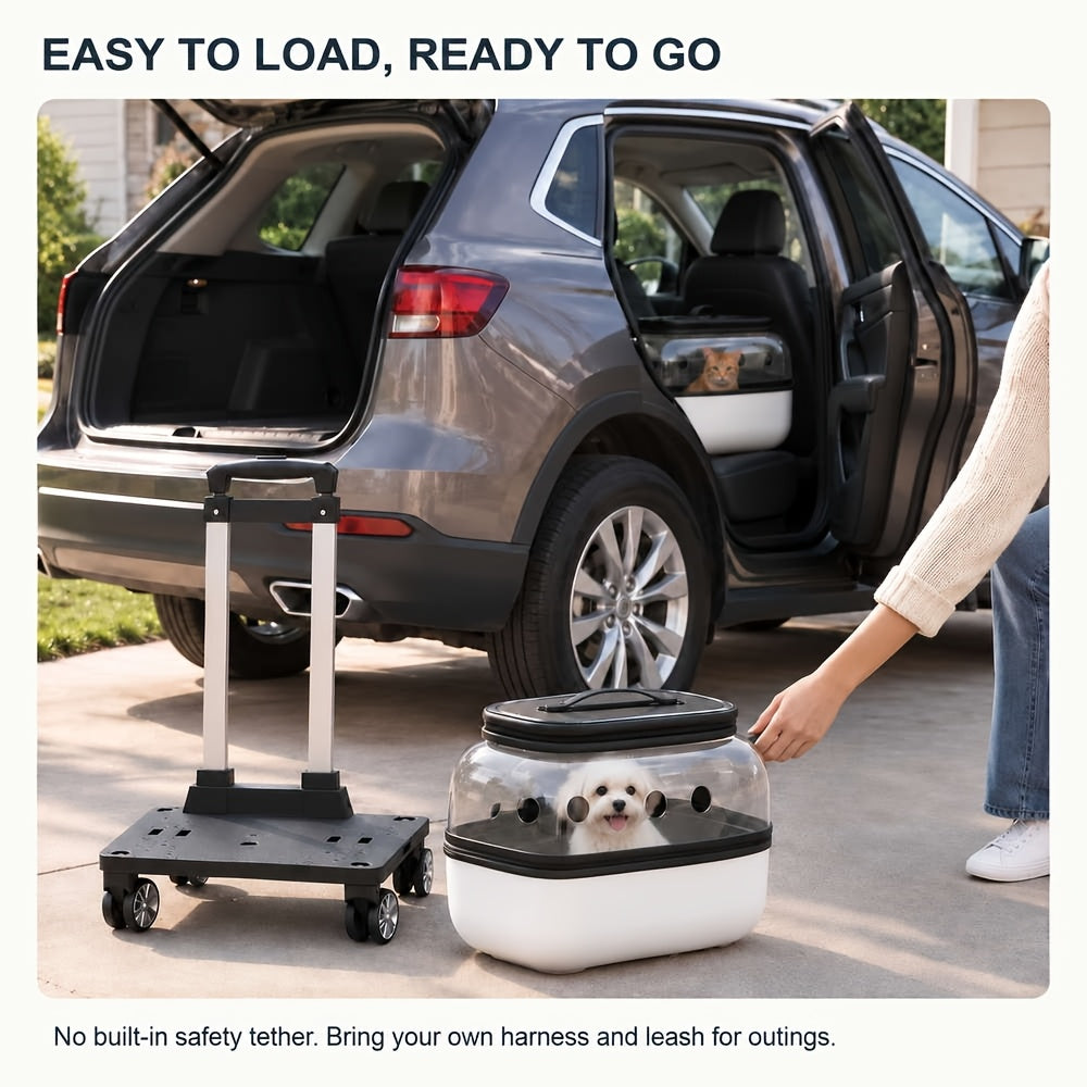 Double-Layer Pet Carrier with Wheels – Portable Travel Trolley for 2 Cats