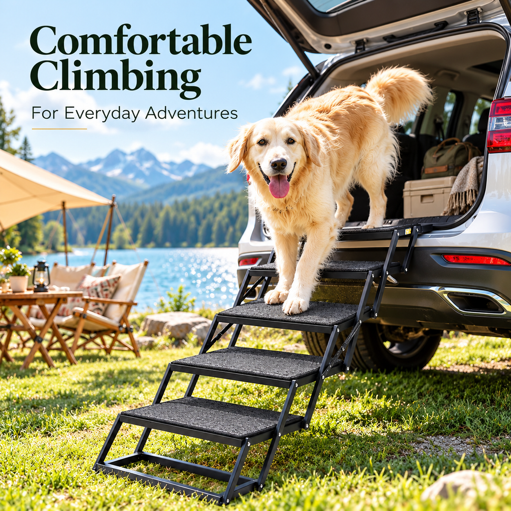 Portable Pet Climbing Steps – Foldable Travel Staircase for Dogs