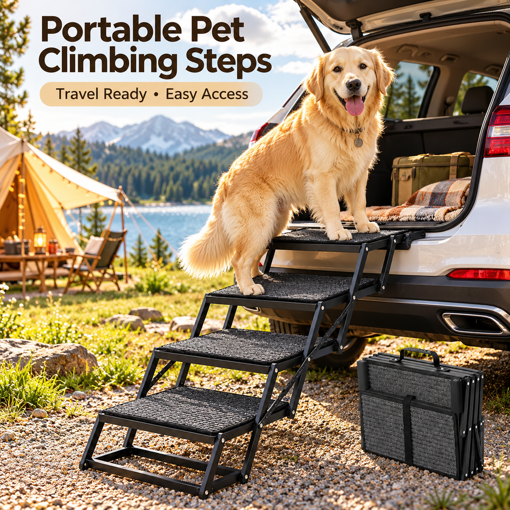 Portable Pet Climbing Steps – Foldable Travel Staircase for Dogs