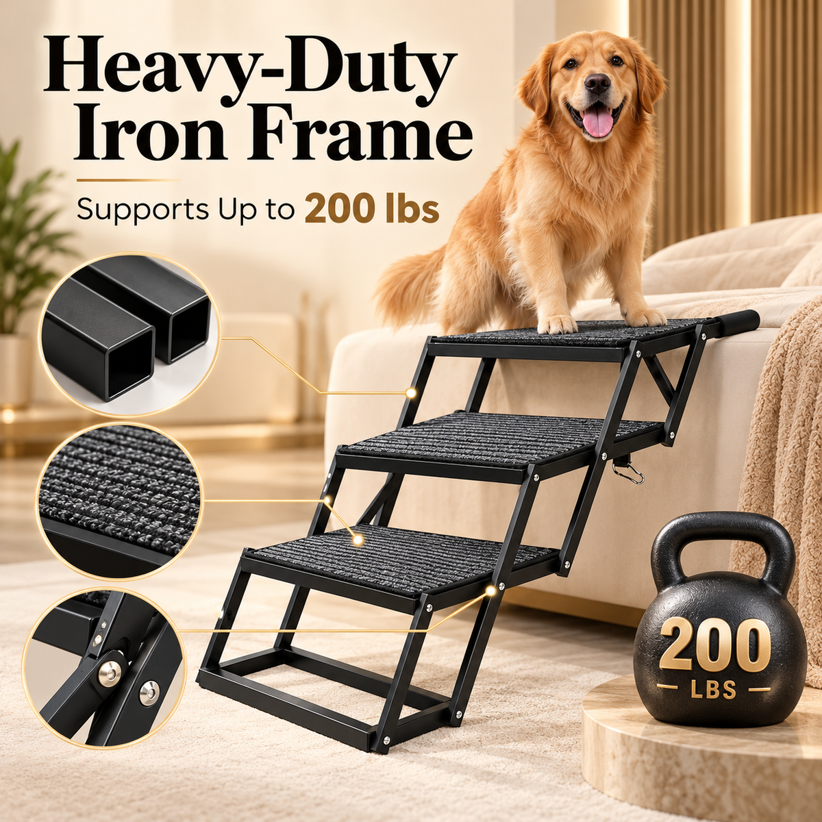 Portable Pet Climbing Steps – Foldable Travel Staircase for Dogs