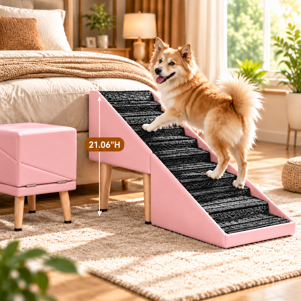 2-in-1 Foldable Dog Stairs & Ottoman – LARRY
