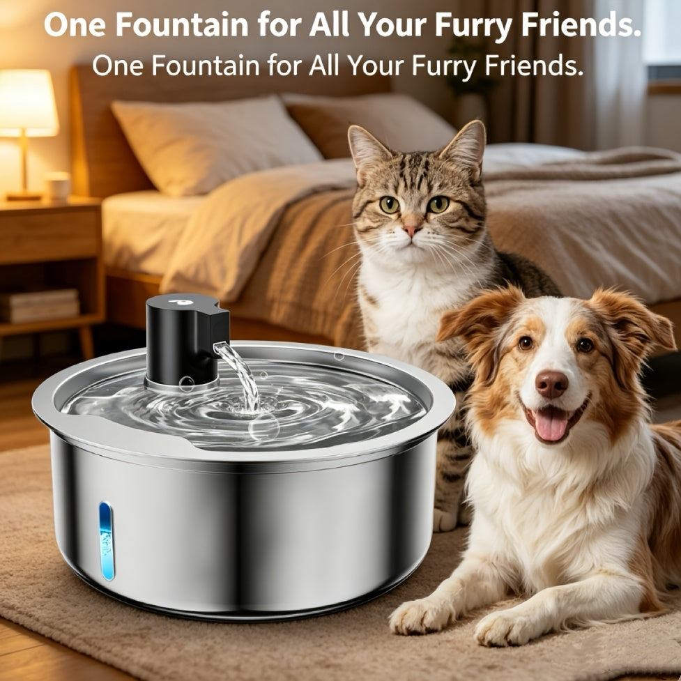 7L Stainless Steel Pet Water Fountain – USB Automatic Water Dispenser for Cats & Dogs