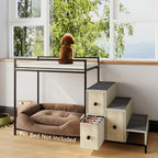 Multi-Level Pet Window Perch with Stairs & 3 Storage Drawers – Cozy Cat & Dog Bunk Bed