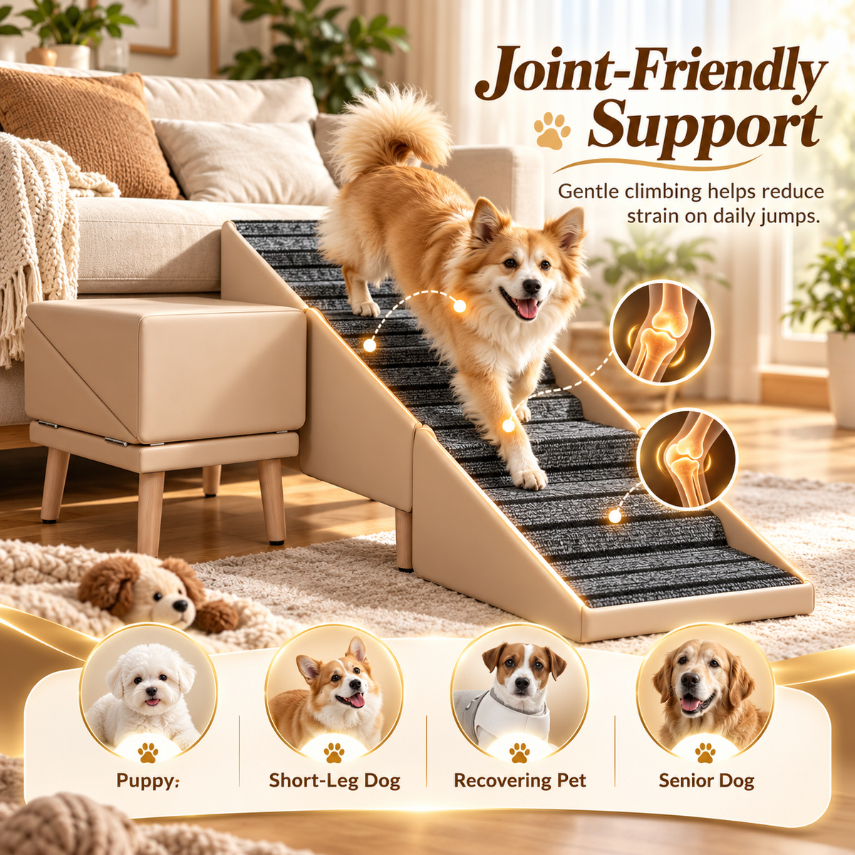2-in-1 Foldable Dog Stairs & Ottoman